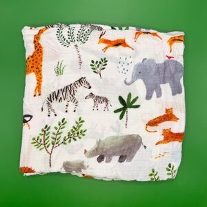 LouLou Lollipop Cotton Bamboo Rayon Muslin Baby Swaddle Blanket - Safari Jungle